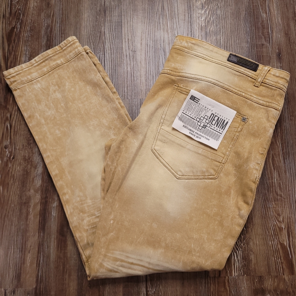 $120 8IGHTH DSTRKT Denim Classic Slim Distressed Faded Designer Jeans 38x32